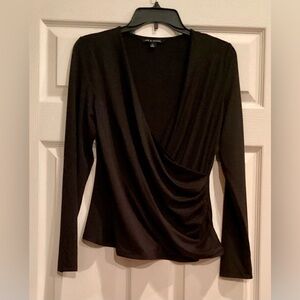 Zac & Rachel Women’s Black Long Sleeve Wrap Style Blouse Top size small